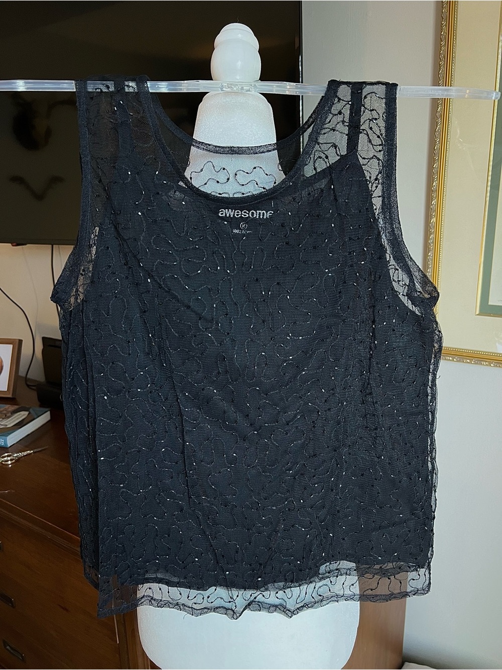 Black Lace Overlay Camisole